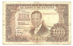 SPANIA(07f) 100 pesetas 1953 cc foto
