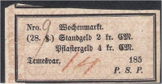 Romania - Timisoara Standgeld 2fr Pflastergeld 4fr aprox. 1850 foto