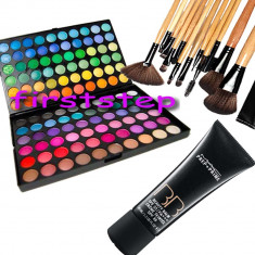 Trusa machiaj profesionala MAC 120 culori paleta farduri + set 15 pensule make up machiaj BOBBI BROWN + Fond de ten MAC BB cream prep + prime 40 ml foto