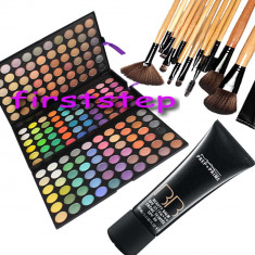 Trusa machiaj profesionala MAC 180 culori paleta farduri + set 15 pensule make up machiaj BOBBI BROWN + Fond de ten MAC BB cream prep + prime 40 ml foto