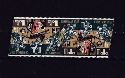 MALTA 1967 - CRACIUN, STRAIF nestampilat TETE-BECHE, T3 foto