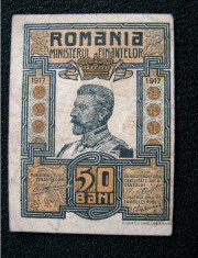 Romania, bancnota 50 Bani tip Ferdinand, emisiunea 1917 foto