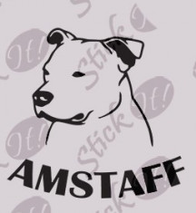 Amstaff_Avertizari_Sticker Diverse_ANIM-006-Dimensiune: 15 cm. X 15 cm. - Orice culoare, Orice dimensiune foto