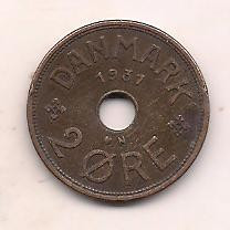 No(1) moneda-DANEMARCA -2 Ore 1931 foto