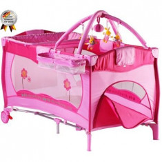 BabyGo ? Patut pliant cu 2 nivele Sleeper Pink foto