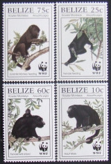 BELIZE - MAIMUTE WWF, 4 VALORI NEOBLITERATE - E1424 foto