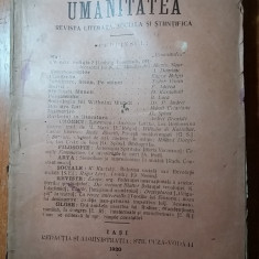 revista umanitatea octombrie 1920 ( revista literara ,sociala si stiintifica )