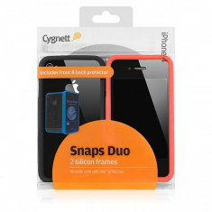 Set Rama silicon Apple iPhone 4 Cygnett Snaps Duo neagra rosie (2 bucati) Blister Original foto