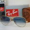 Ochelari Ray Ban de soare Aviator albastru degrade Sticla + Toc+Laveta+Garantie