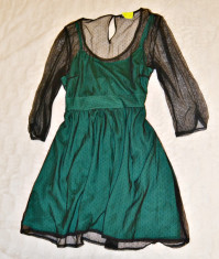 rochie scurta ATMOSPHERE verde smarald dantela neagra mar 38 foto