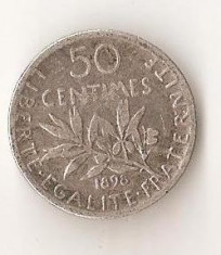 Moneda 50 centimes 1898, 2,5 grame 0,8350 argint - Franta foto