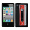 Husa neagra retro iphone 4 din silicon model caseta + folie