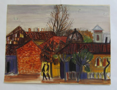 Maria Popa &amp;quot;Case vechi Zimnicea&amp;quot; 1976 tehnica mixta foto