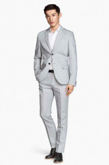 Costum slim fit H&amp;amp;M gri deschis colectie noua foto