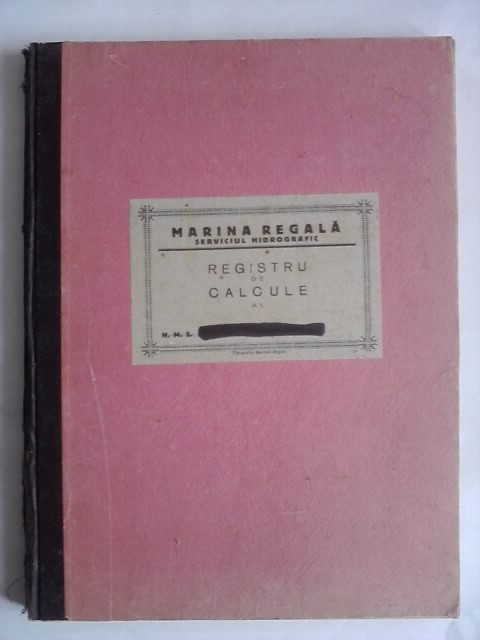 Marina Regala-Serviciul Hidrografic.Registru de calcule(necompletat) / R7P5F