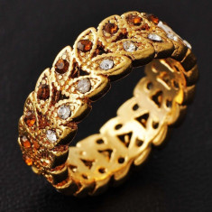 Superb inel 9k GOLD FILLED stil verigheta cu Zirconia CZ. Marimea 8 foto