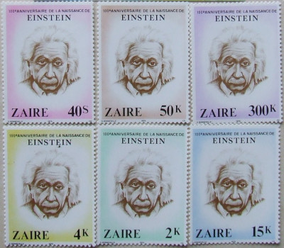 ZAIR 1979 - ALBERT EINSTEIN, 6 VALORI, NEOBLITERATE - ZA 023 foto