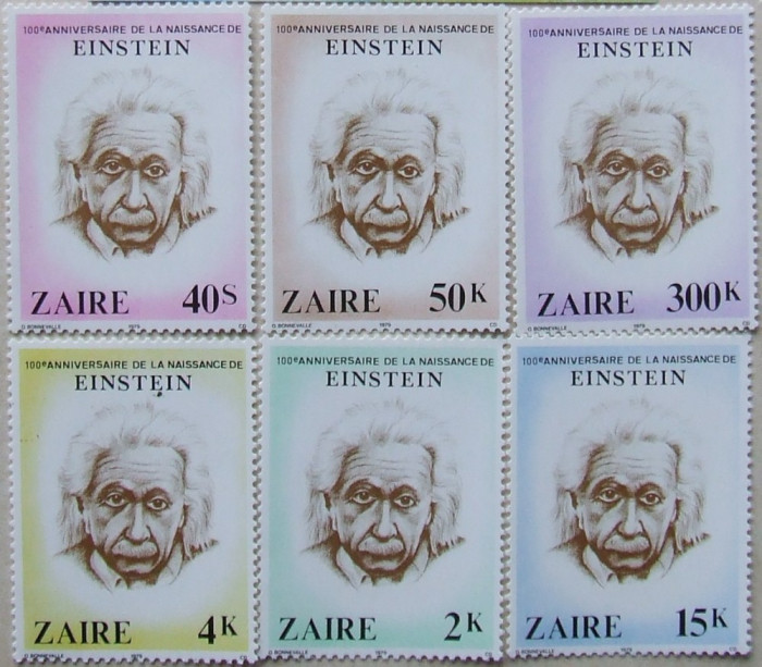 ZAIR 1979 - ALBERT EINSTEIN, 6 VALORI, NEOBLITERATE - ZA 023