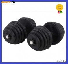 Set Gantere cu Discuri Cauciucate Reglabile 2x9KG/Brat 18KG 2x9 kg 18 kg foto