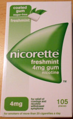 LICHIDARE STOC!Guma Nicorette 4 mg FreshMint. Cutie 105 bucati. foto