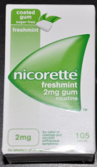 Nicorette FreshMint 2 mg.Cutie 105 gume.LICHIDARE STOC! foto
