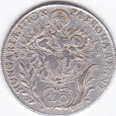 Moneda Ungaria 20 Krajczar 1770B EVM-D - KM#381.1 VF (Maria Terezia - argint) foto
