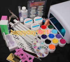 KIT SET UNGHII FALSE GEL UV MANICHIURA, LAMPA uv 36 w --- 12 BUC GEL COLOR foto