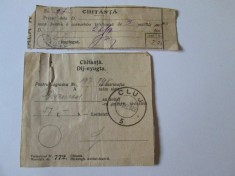 RARITATI! CHITANTE PENTRU O CONVORBIRE TELEFONICA SI O TELEGRAMA DIN 1922