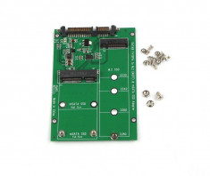 2in1 adaptor convertor mSATA + M.2 NGFF la SATA 3 7+15 pini pt SSD laptop PC foto
