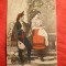 Ilustrata- Felicitare- Tigan lautar si Femeie , circ.1906 Govora- Campina