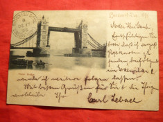 Ilustrata- Poduri- Tower Bridge ,stamp. Birou Britanic Constantinopol 1898 foto