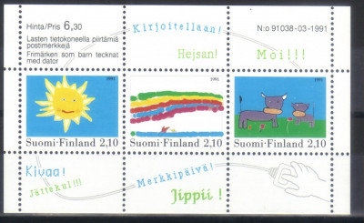 FINLANDA 1991, Desene de copii, Fauna, serie neuzata, MNH foto
