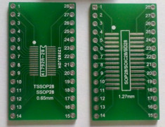 Adaptor SOP SOIC SO28 pe o parte si TSSOP SSOP28 pe cealalta parte la DIP28 foto