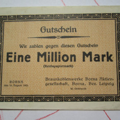 1 Eine million mark 1923 Germania , un milion marci germane notgeld Leipzig