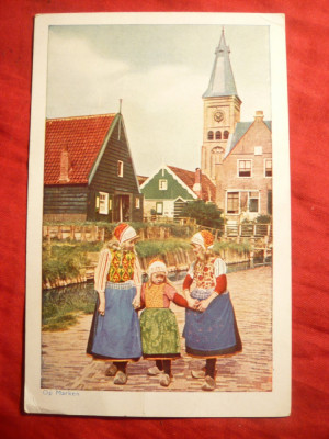 Ilustrata -3 Fetite Olandeze in costume nationale, cca.1920 foto