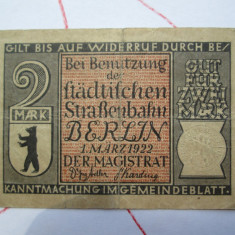 2 mark 1922 Germania, 2 marci germane Notgeld Berlin stampila seaca