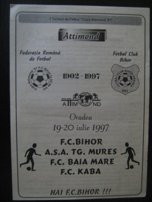 Program meci ( 19-20 iulie 1997)FC Bihor, ASA Tg.Mures, FC Kaba, FC Baia Mare foto