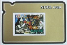 ZAIR 1980 - PICTURA CRACIUN 1 S/S DANTELATA, NEOBLITERATA - ZA 020 foto