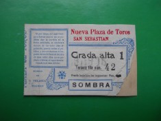 HOPCT SPANIA BILET [ SET 2 BILETE ] CORIDA CU TAURI SAN SEBASTIAN 1926