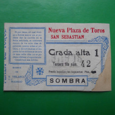 HOPCT SPANIA BILET [ SET 2 BILETE ] CORIDA CU TAURI SAN SEBASTIAN 1926