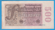 BANCNOTA GERMANIA - 500 MILLIONEN MARK -1 SEPTEMBRIE 1923 - UNIFATA - STARE BUNA foto