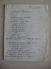 ARON COTRUS, POEM DEDICAT REGINEI MARIA, MANUSCRIS foto