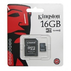 Card memorie Kingston microSDHC 16 GB clasa 4 + adaptor SD foto