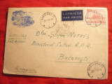Plic ilustrat ,cu vigneta specifica ,timbru 45+15 gr.rosu 1954 Varsovia-Buc.