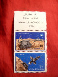 Serie- Cosmos - Luna 16 si 17 , 2 val.cu vigneta 1971 Romania