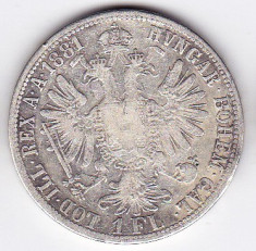 1 Florin forint gulden 1881 Austria Ungaria argint 12,3 gr. puritate 900/1000 foto