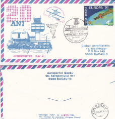 bnk fil Aerofilatelie - plic ocazional - Aerportul Bacau 1991 - plic parasutat foto