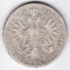 1 Florin forint gulden 1877 Austria Ungaria argint 12,3 gr. puritate 900/1000(2) foto