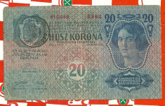 Bancnota 20 korona 1913-TIMBRU SPECIAL ROMANIA-seria-2342 foto