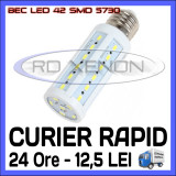 BEC LED E14, E27 - 42 SMD 5730 - ECHIVALENT 55W, 550 LUMENI - ALB CALD, ALB RECE, 50 - 100, &gt; 10000, Becuri economice, ZDM